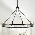 thumbnail image 2 of 12-Light 37.99 in. Rustic Wagon Wheel Chandelier for Bedroom Kitchen Black, 2 of 5