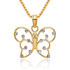 14K Solid Yellow Gold Butterfly Wings Necklace Chain Pendant Charm with chain 18inch