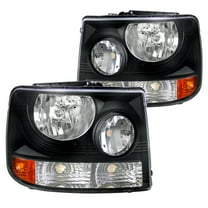 Spec-D Tuning 1PC Black Headlights Compatible with 1999-2002 Chevy Silverado 1500 2500, 2001-2002 Silverado 3500, 2000-2006 Suburban, L R Pair Head Light Lamp Assembly