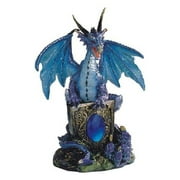 Q-Max GSC9971354 6 in. Dragon with Gem Statue Fantasy Decoration Figurine Set, Blue