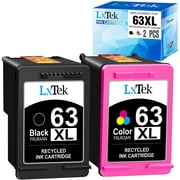 LxTek 63xl Remanufactured Ink Cartridge Replacement for HP 63 63XL Compatible with HP Officejet 5255 5258 5260 3830 Envy 4520 4516 DeskJet 1112 2132 3632 Printer Tray, 2 Pack (1 Black, 1 Tri-Color)
