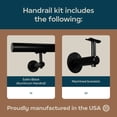 thumbnail image 4 of Industrial Aluminum 1.5 Inch Round Complete Indoor/Outdoor Straight Handrail Grab Bar Kit, Satin Black, 6 Foot Handrail, 4 of 4