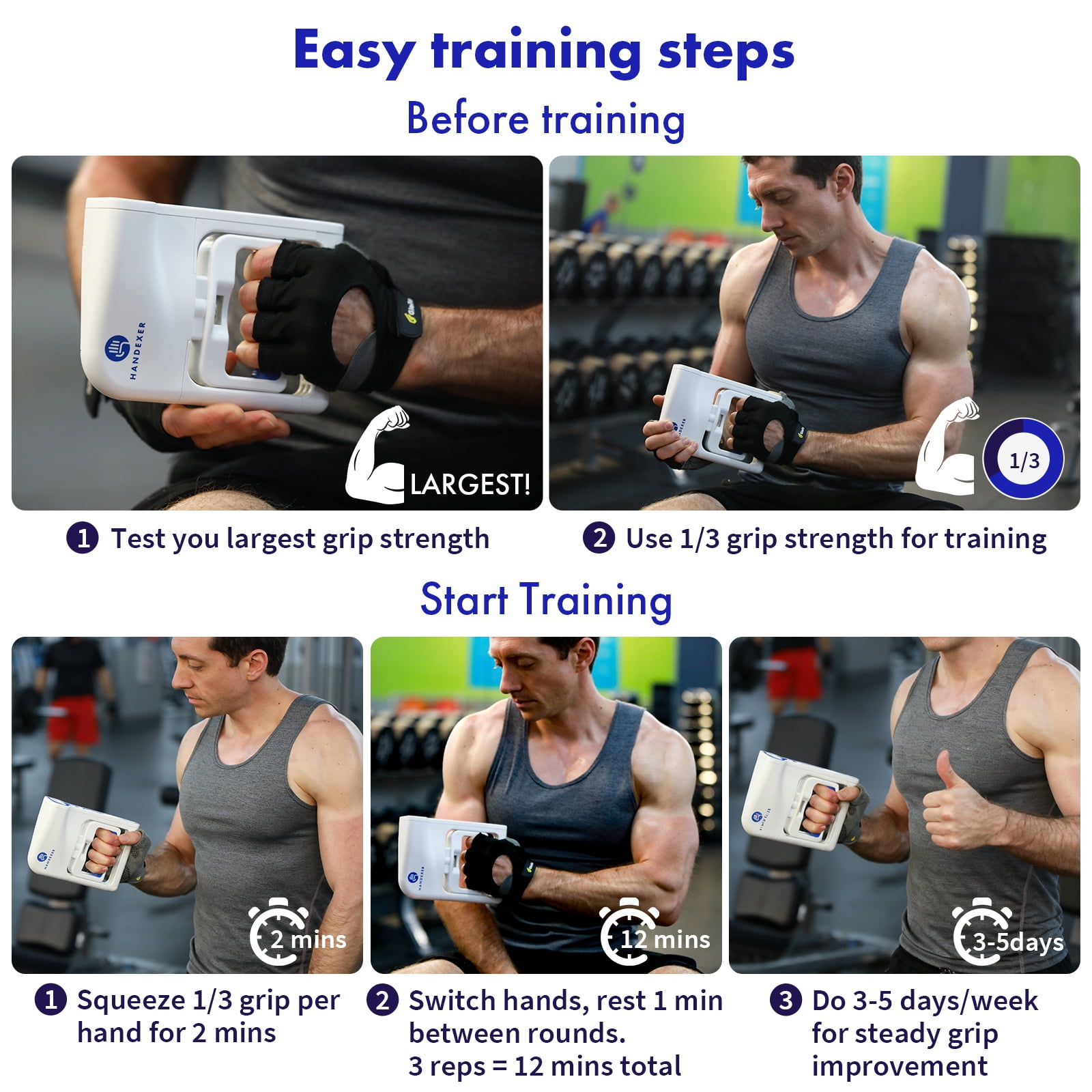 ‎Handexer Grip Strength Tester 265lb/120kg, Digital Hand Dynamometer FDA Registered with Backlit LCD for Grip Strength Testing and Training