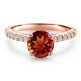 thumbnail image 3 of Gem Stone King 10K Two Tone Gold Red Garnet and Lab Grown Diamond Engagement Ring for Women | 1.70 Cttw | Round 7MM | Gemstone January Birthstone | Size 7, 3 of 6