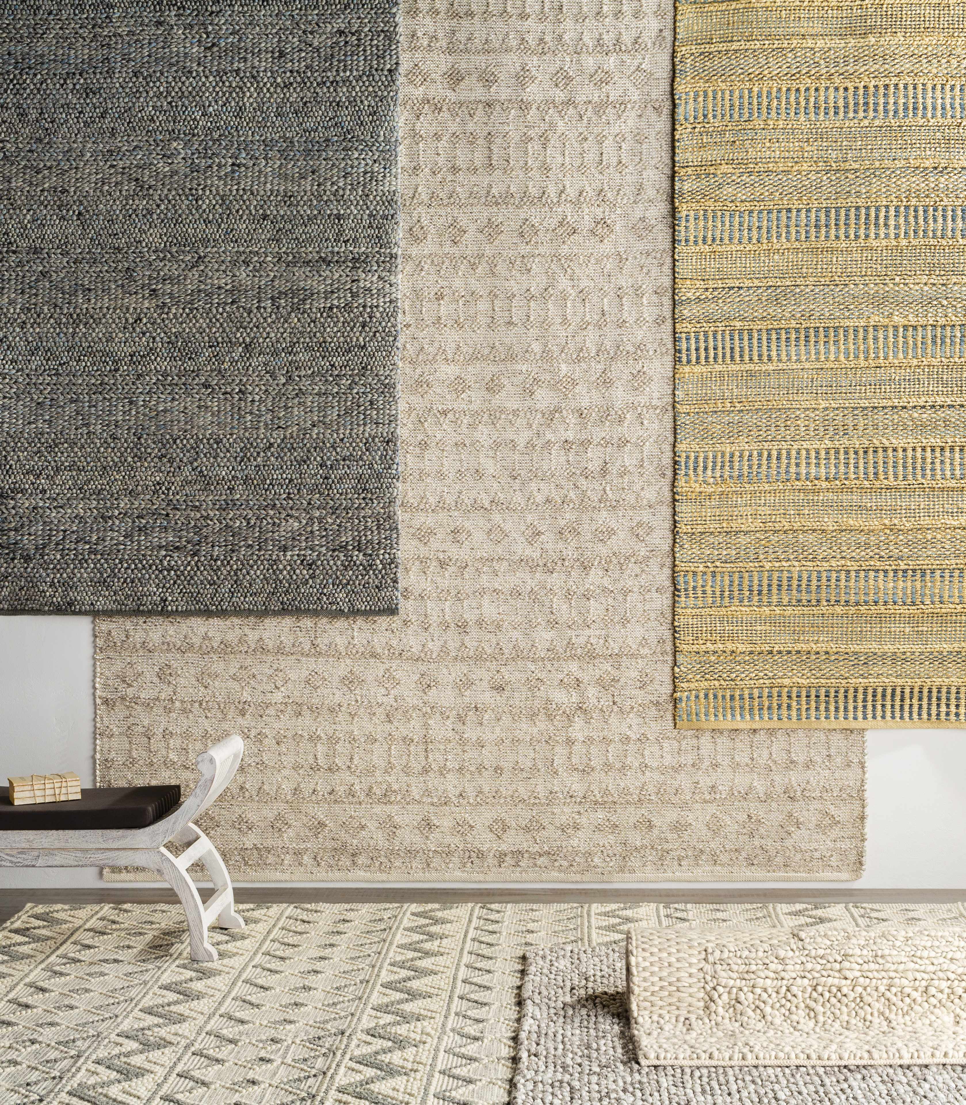 Hauteloom Antigo Boho Hand Woven Wool High Low Textured Area Rug - Farmhouse Moroccan Trellis Carpet for Living Room - Handmade Zig Zag Bubble Weave - Beige, Gray, Cream - 5' x 7'6" (5x7)