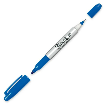 Sharpie Twin-tip Marker - Fine, Ultra Fine Marker Point Type - Blue Alcohol Based Ink - 1 Each