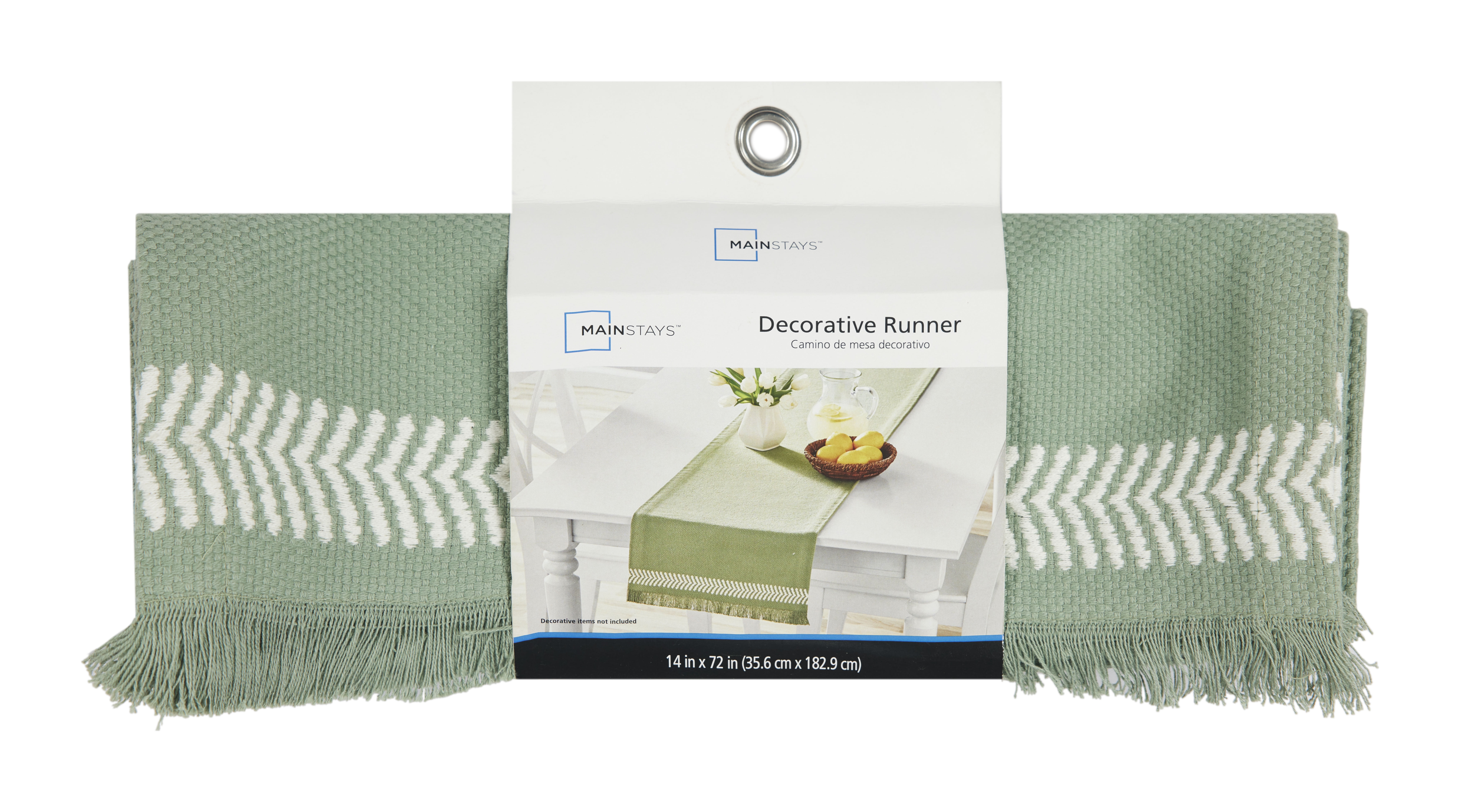 Mainstays 14" x 72" Global Woven Green Cotton Table Runner
