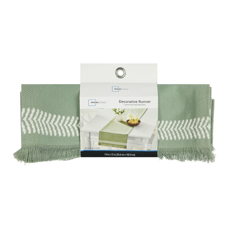 Mainstays Global Woven Green Cotton Table Runner photo 5