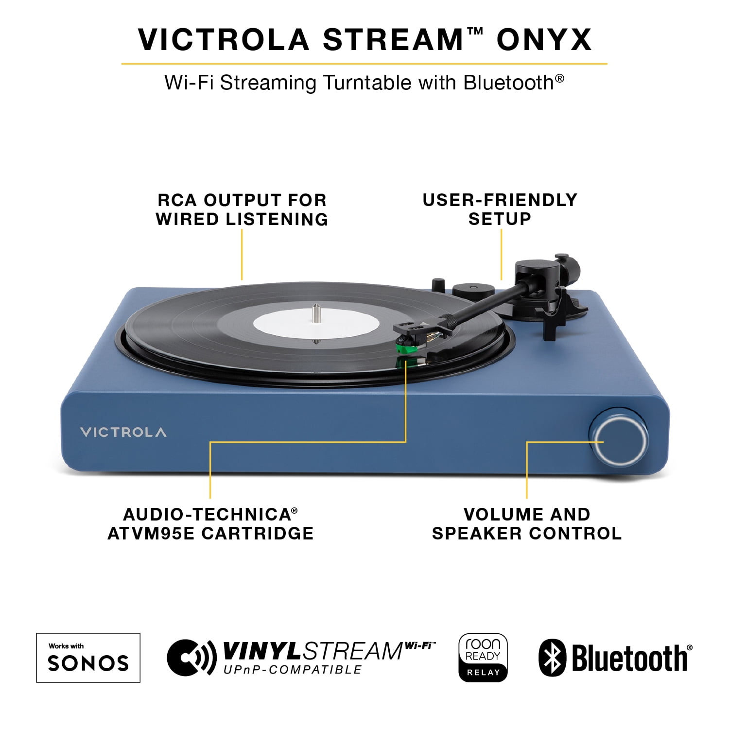 Victrola Stream Onyx – Wi-Fi and Bluetooth Turntable (Works with
