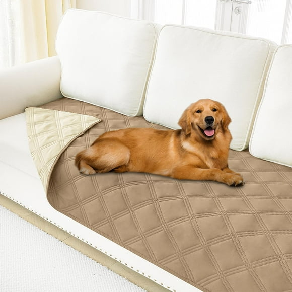 smiry Couverture de Lit pour Chien Imperméable, Couverture Douce Réversible pour Animaux, Lavable et Étanche pour Canapé, Sofa, Meubles, 130x70 Pouces, Camel/Beige