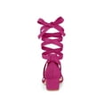 thumbnail image 2 of BLISSFUL STEP Women's Opened Toe Block Heel Lace up Dress Sandals Hot Pink 9.5, 2 of 7
