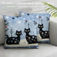 thumbnail image 3 of JEUXUS  Throw Pillow Covers  Christmas Snow and Black Cats Decorative Pillow Cases Cushion Cover for Living Room Bedroom Sofa, 3 of 5