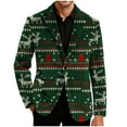 thumbnail image 4 of oelaio Men's Christmas Blazer Ugly Xmas Printed Long Sleeve Notched Lapel 2 Button Suit Jacket Holiday Party Outfit Dark Green XXXXL, 4 of 8