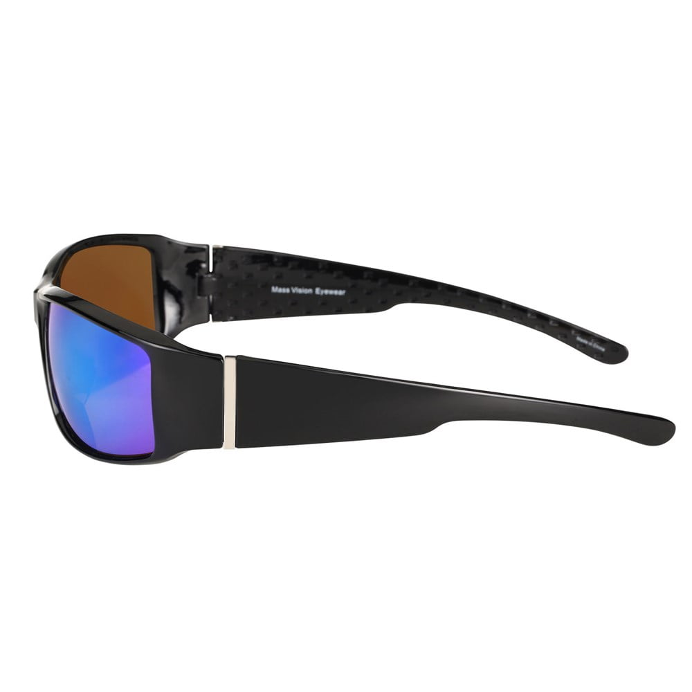 "The Contender" Polarized Full Frame Sport Wrap Bifocal Sunglasses for Men and Women - Open Road Blue - 1.75