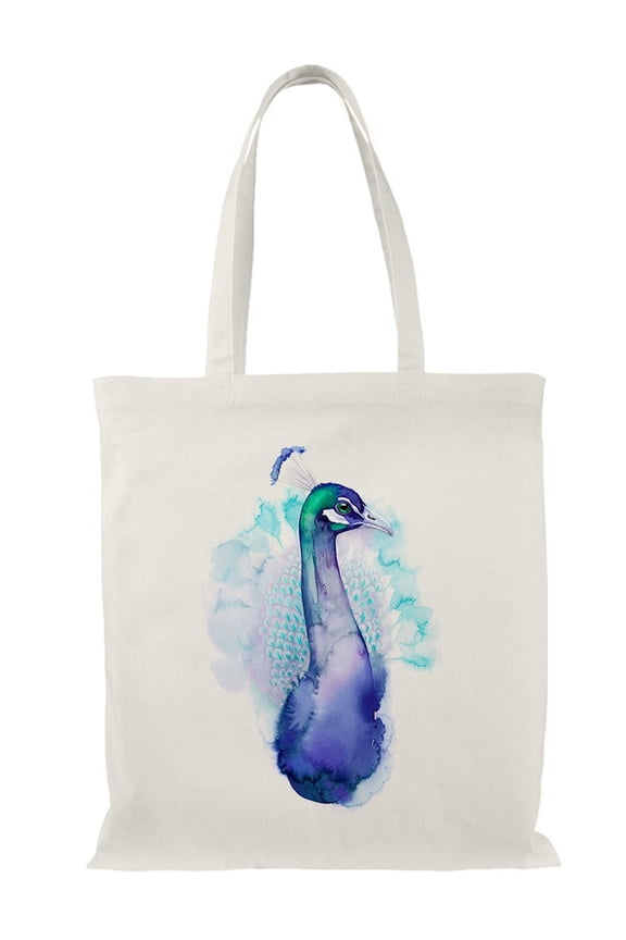 A Jeweled Peacock Tote Bag - Grace Popp Designs, One Size Cotton Canvas Tote Bag