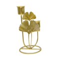 thumbnail image 1 of Portavelas cónico con escultura de hoja de Ginkgo, decoración de mesa multiusos decorativa para , decoración de chimenea, elegante 2 Copas Doradas, 1 of 8