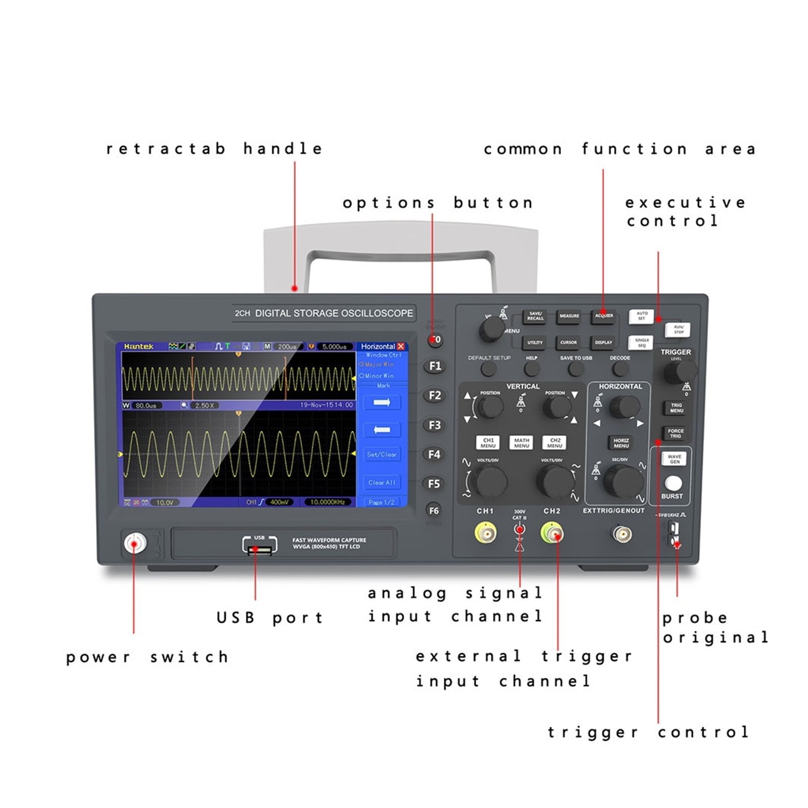 Digital Storage Oscilloscope C10 2C15 2D10 2D15 2 Channels 100Mhz/150Mhz Portail USB Oscilloscopes ,Professional Designed