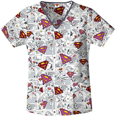 Women's Fashion Collection Supergirl V-Neck Scrub Top