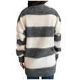 thumbnail image 4 of PiGOGI Women's Striped Colorblock Round Neck Pullover Long Sleeve Casual Knit Sweater White S, 4 of 6