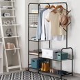 thumbnail image 4 of Coat Rack Freestanding Clothing Rack with Shelves Garment Racks Black, 4 of 4