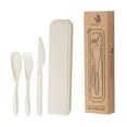 thumbnail image 1 of Juego de utensilios de viaje, vajilla reutilizable, portátil, para niños, juego de cubiertos ligeros Beige, 1 of 9