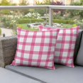 thumbnail image 4 of Pink and Pillow Covers 2 Pack White Checker Plaid Pillowcase Waterproof Outdoor Throw Pillow Cover for Patio Garden Square Cushion 16”x16”, 4 of 9