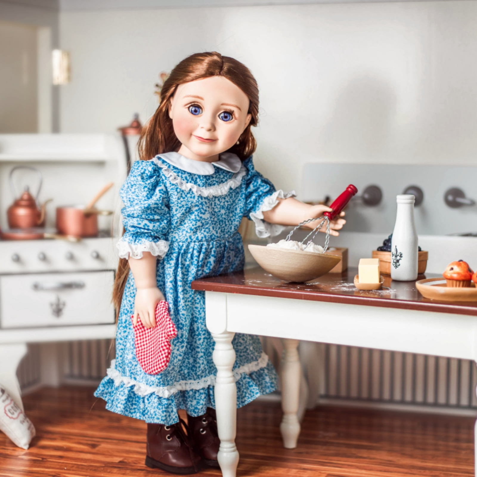 The Queen's Treasures 18 inch Doll Baking Accessories, 7 Piece Vintage Kitchen Baking Tool Set and Food, Compatible with American Girl Doll Furniture