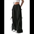 thumbnail image 3 of Pantalones Deportivos Holgados para Mujer, con Cintura Elástica, Informales, de Pierna y Bolsillos, Estilo Y2K Negro L, 3 of 10