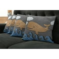 thumbnail image 5 of Ambesonne Animal Throw Pillow Cover 4 Pack, Wooden Paper Base Whale, 20", Grey Blue and Brown, 5 of 5