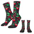 thumbnail image 2 of Cute Cherries Print Stockings Green Leaves Design Casual Socks Autumn Non-Slip Socks Ladie, 2 of 7