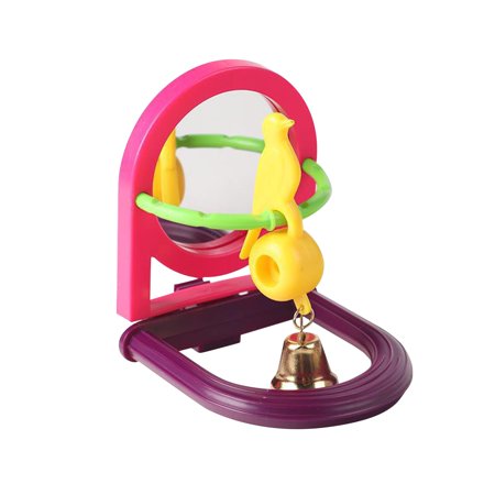 Bird Cage Mirror Cage Swing Birds Mirror Toy for Parakeet Cockatiels Cockatoo Red