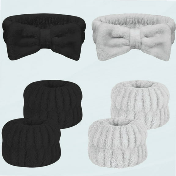 6 Pcs Spa Headband Face Wash Wristband and Headband Set, Microfiber Hair Band Skincare Headbands Makeup Headband and Wristband Set for Washing Face, Facial Wrist Towel Washbands for Women Girls