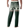 thumbnail image 3 of Domuza St Patricks Day Pajama Pants Men Shamrock Clover Elastic Waist Drawstring Home Trousers Soft Relaxed Fit Lounge Sleepwear with Pockets Army Green XL, 3 of 5