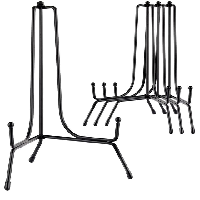 4 Pack Improved Anti Slip Plate Stands For Display 8 Inch Plate Holder Display Stand Picture Frame Holder Stand Black Easel Stands For Photo Decorative Plate Tablets And