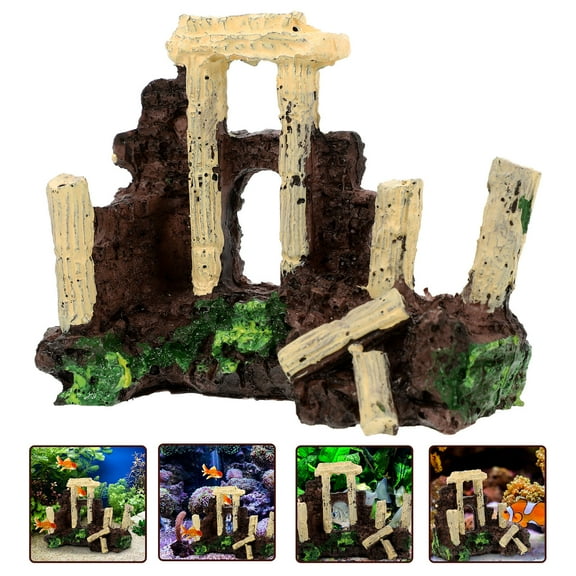 IBASETOY Aquarium Decoration Cave Ancient Roman Column Resin 1 Pcs