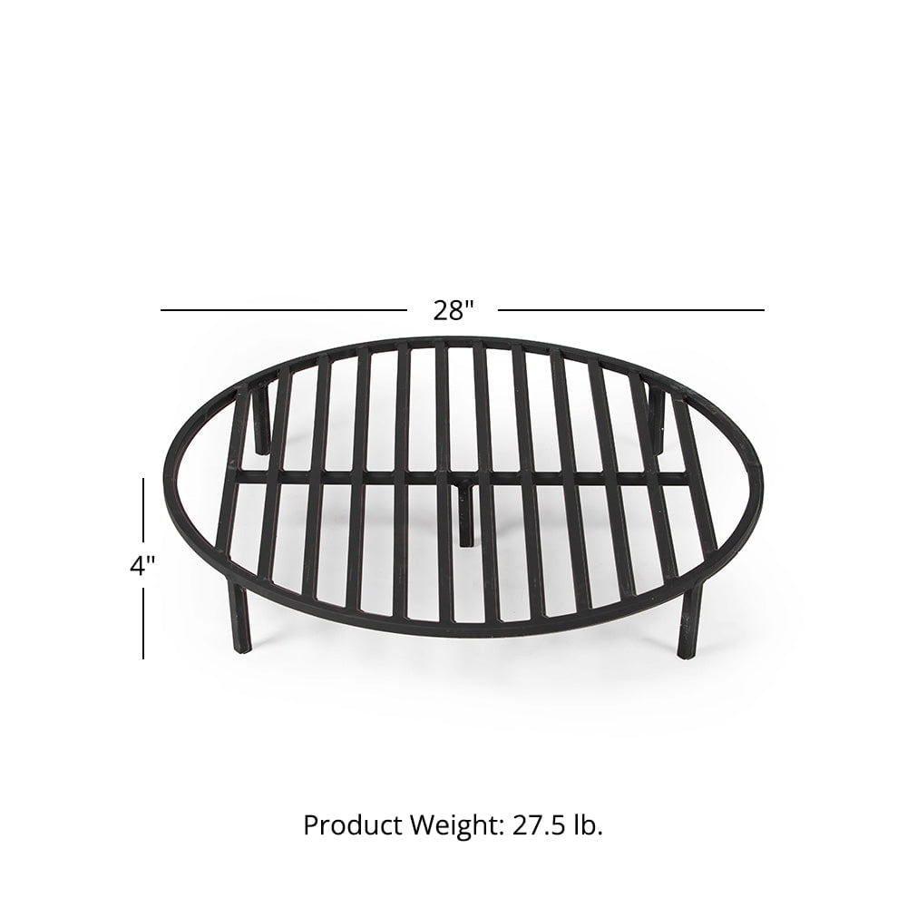 Ash & Ember Round 28" Fire Pit Grate, High Efficiency Elevated Steel Grate