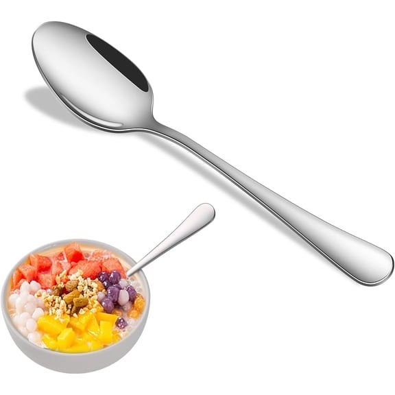 8 Piece 6.7 Inch Stainless Steel Tea Spoon Set Durable Dessert Teaspoons Dishwasher Safe Flatware