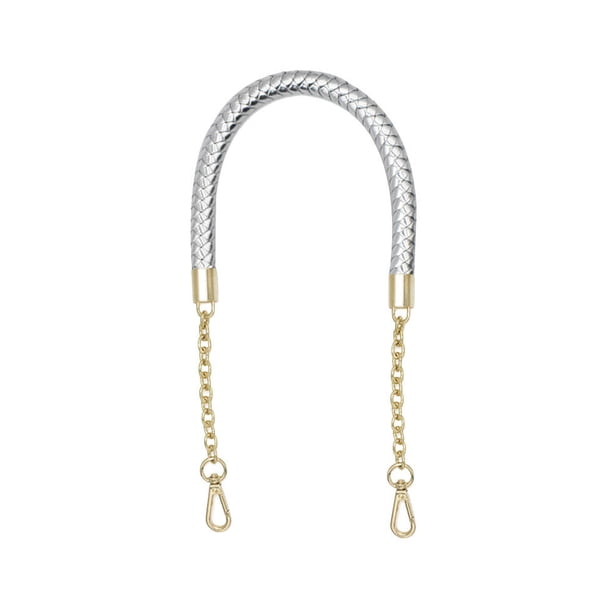 BRIGHTFUFU Thicken PU cuero asas de bolso correa de cadena de metal hebilla de repuesto correa de banda para mujer bolso de señora DIY (plata)