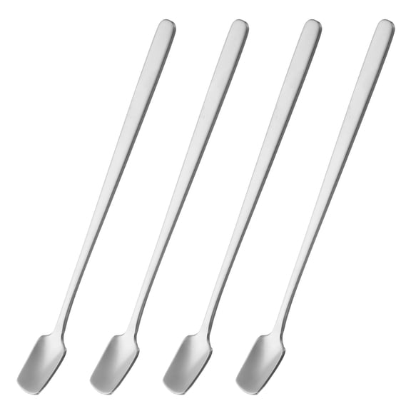 4pcs Espresso Spoons 6.9 Inches Stainless Steel Square Coffee Spoon Silver Tone