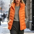 thumbnail image 4 of Bzdzmqm Womens Plus Size Hooded Zip Up Vest Warm Casual CoverUp Outwear Fall Winter Basic Jacket for Women Outdoor Daily Wear, Orange 2XL, 4 of 7