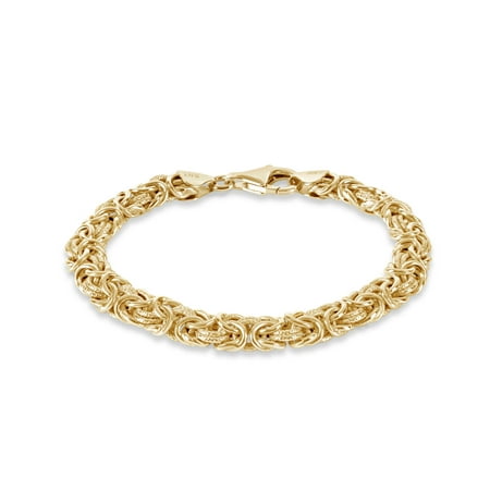 18 Gold Over Sterling silver Byzantine Textured Link Bracelet, 7.5