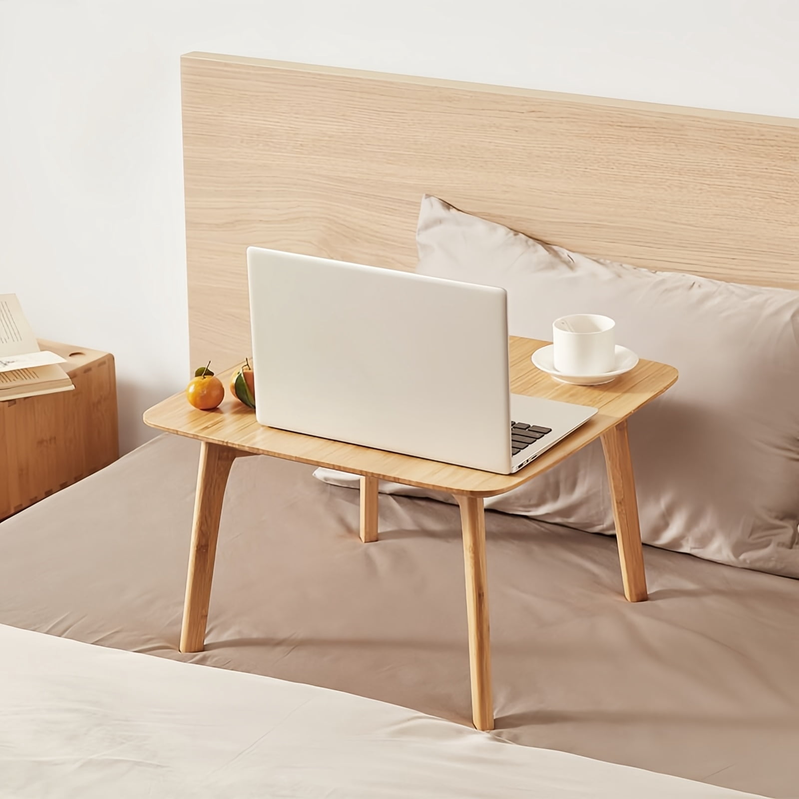 Square Tatami Bamboo Coffee Table for Living Room, Bedroom - Low Tea Table for Floor Sitting, Small Drawing Reading Studying Floor Furniture, Home Sofa Side Accent