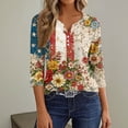 thumbnail image 6 of 4th of July Shirts for Women Plus Size 3/4 Sleeve T-Shirts Casual American Flag Print Pullover Independence Day Patriotic Tops USA 250th Anniversary Celebration Party V Neck Blouses Multicolor S, 6 of 6