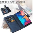 thumbnail image 4 of Phone Case for Samsung Galaxy A20 A30 Wallet Cover with Tempered Glass Screen Protector and Wrist Strap Leather Flip Credit Card Holder Slot Stand Cell M10s A 30 20A SM A205G Women Men Blue, 4 of 13