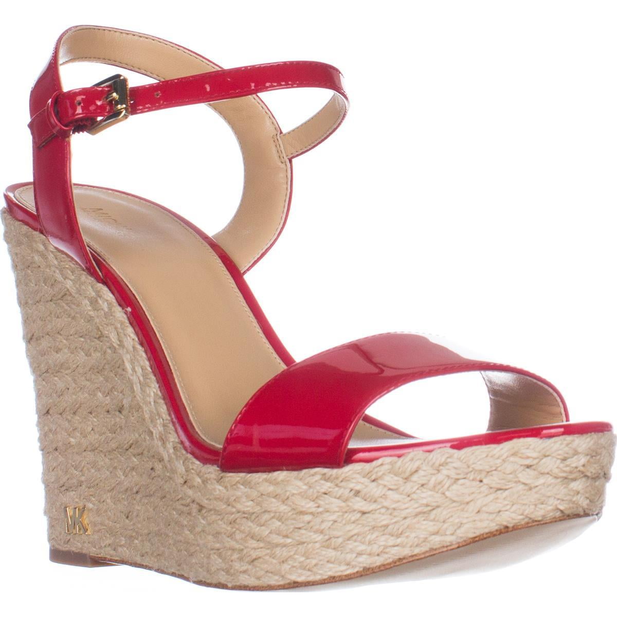 Michael Kors - Womens MICHAEL Michael Kors Jill Wedge Espadrille Sandals - Bright Red Patent 