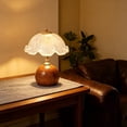thumbnail image 5 of Vintage Scalloped Glass Shade Table Lamp Multi Color Round Base Warm Ambient Bedside Lamp for Bedroom Living Room Office Decor Holiday Housewarming Gift, 5 of 6