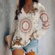thumbnail image 2 of Moda Mujer Camisas casuales de manga larga Primavera Otoño Tops Blusa con cuello en V Pompotops  FGAJ13017, 2 of 5