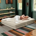 thumbnail image 4 of Jaxx Zipline Convertible Sleeper Loveseat & Ottomans, Textured Microvelvet - Ivory, 4 of 7