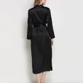 thumbnail image 3 of Gibobby Bata satin mujer Pijamas De Seda para Mujer para Dormir De Satén para Mujer Albornoz Largo Camisón De Color Sólido Sexy con Cinturón (Negro,G), 3 of 4