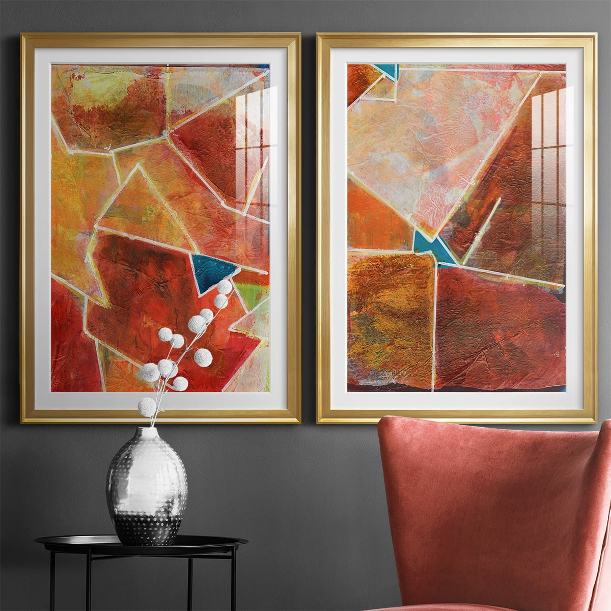 Wexford Home Primary Connection VII Premium Framed Print, 30.5" x 42.5" - Ready to Hang, Gold (Set of 2)